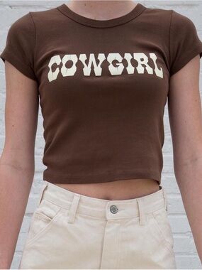 Brandy Melville Cowgirl Brown Baby Tee, BNWOT, No Longer Sold